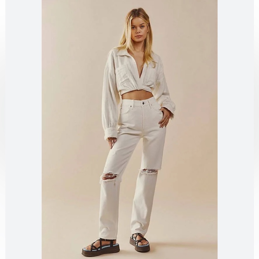 Free People We The Free The Lasso Jeans White Lightening Womens Size 26